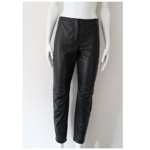 Emanuel Ungaro Straight Leg Genuine Leather Pants Size 6 Black